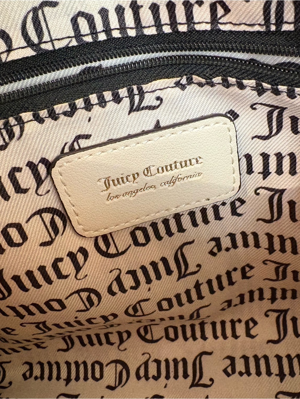 Juicy Couture Cream Monogram Dome Satchel with Gold Chain Accent - Picture 11 of 12